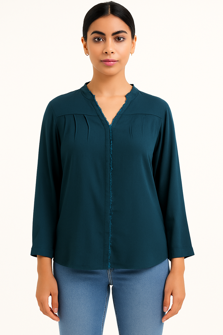 Teal Grace Pleated Top