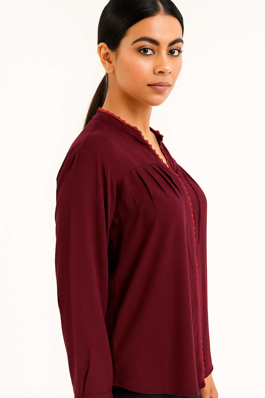 Teal Grace Pleated Top